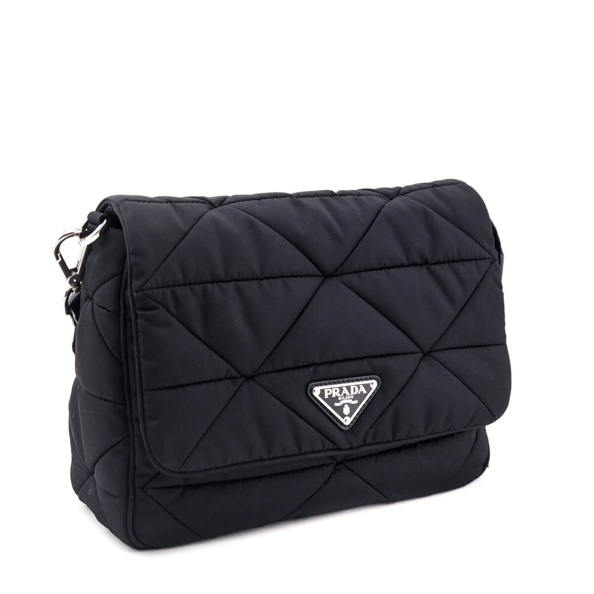 Prada Black Re-Nylon Quilted Padded Flap Shoulder Bag