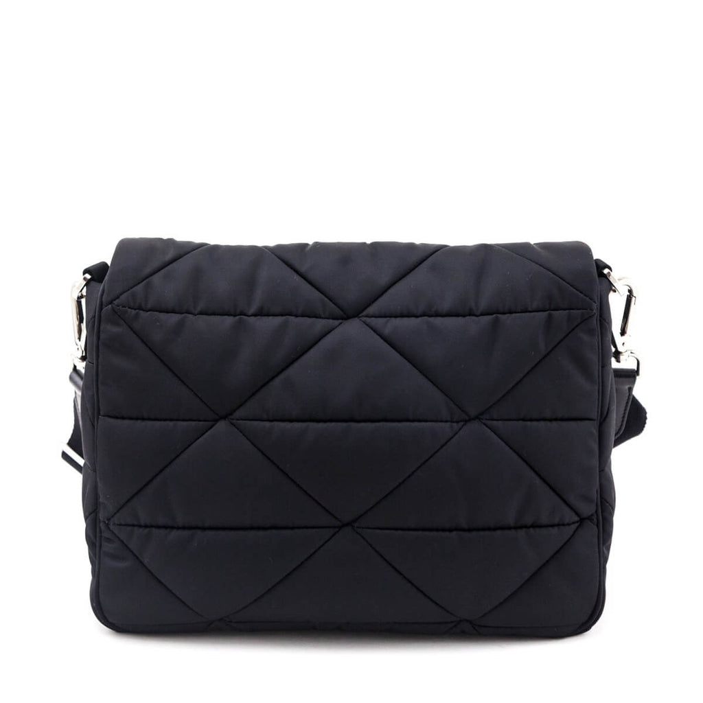 Prada Black Re-Nylon Quilted Padded Flap Shoulder Bag