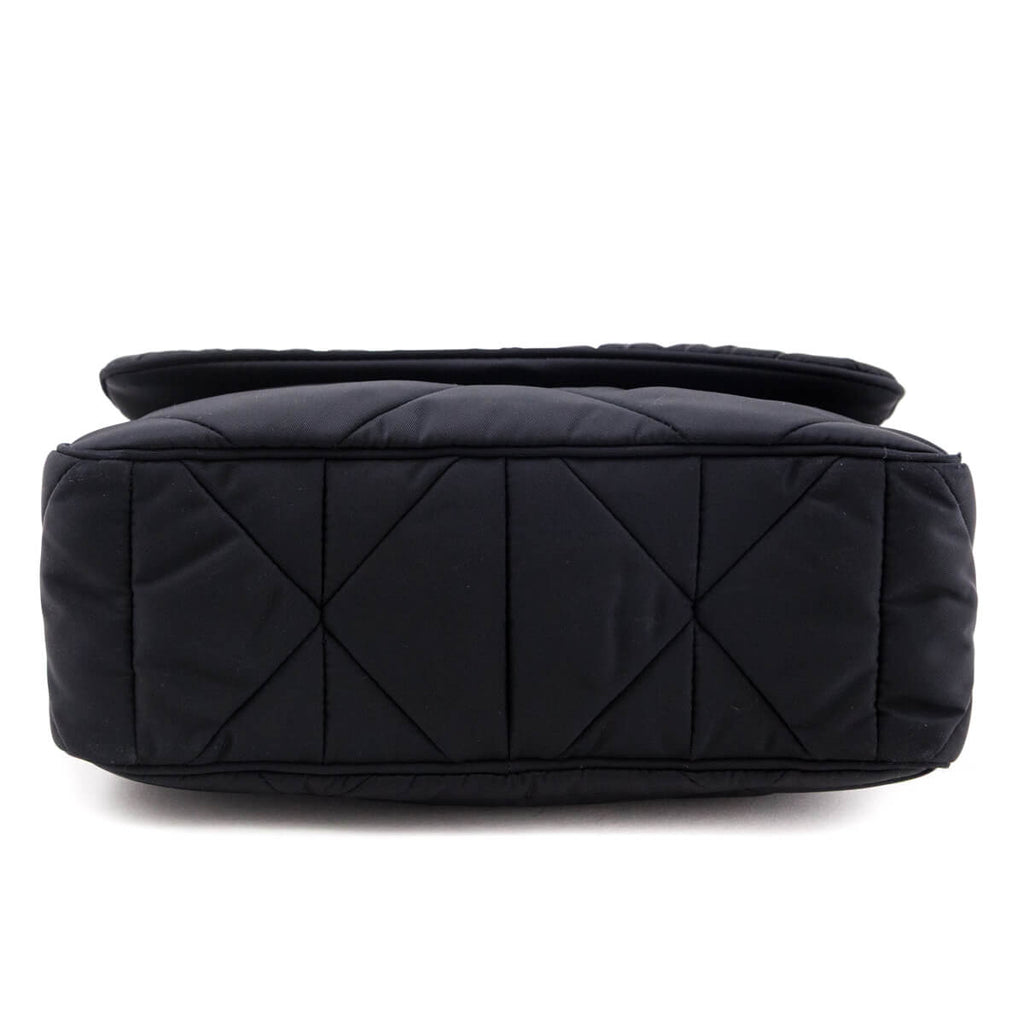 Prada Black Re-Nylon Quilted Padded Flap Shoulder Bag
