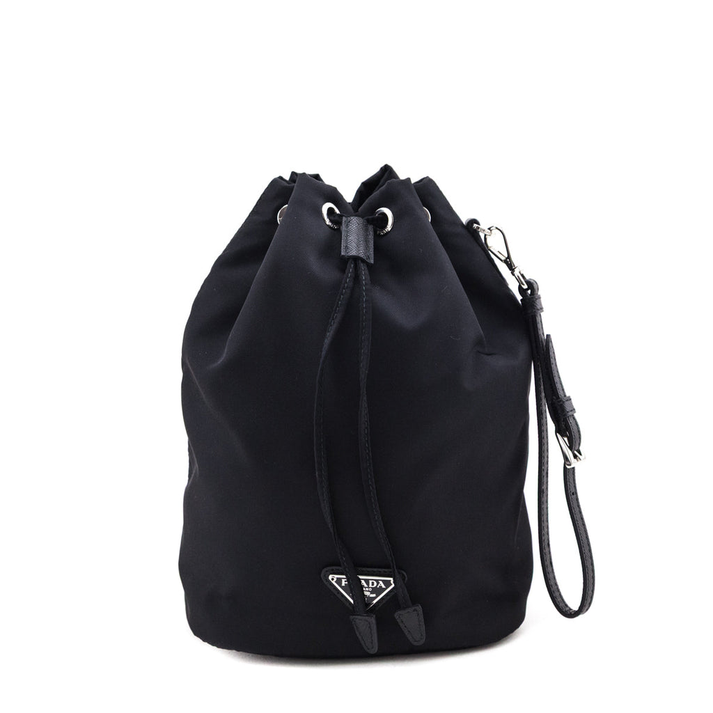 Prada Black Re-Nylon Vela Drawstring Wristlet Pouch