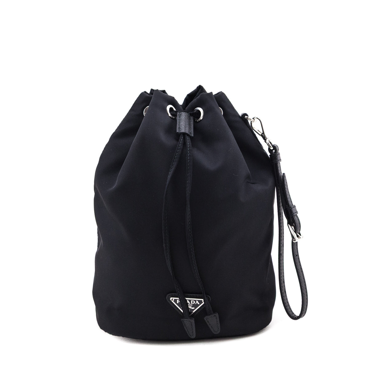 Prada Black Re-Nylon Vela Drawstring Wristlet Pouch