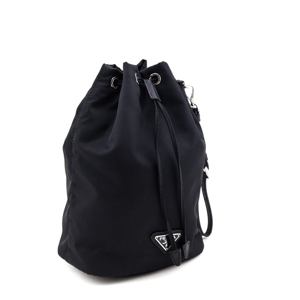 Prada Black Re-Nylon Vela Drawstring Wristlet Pouch