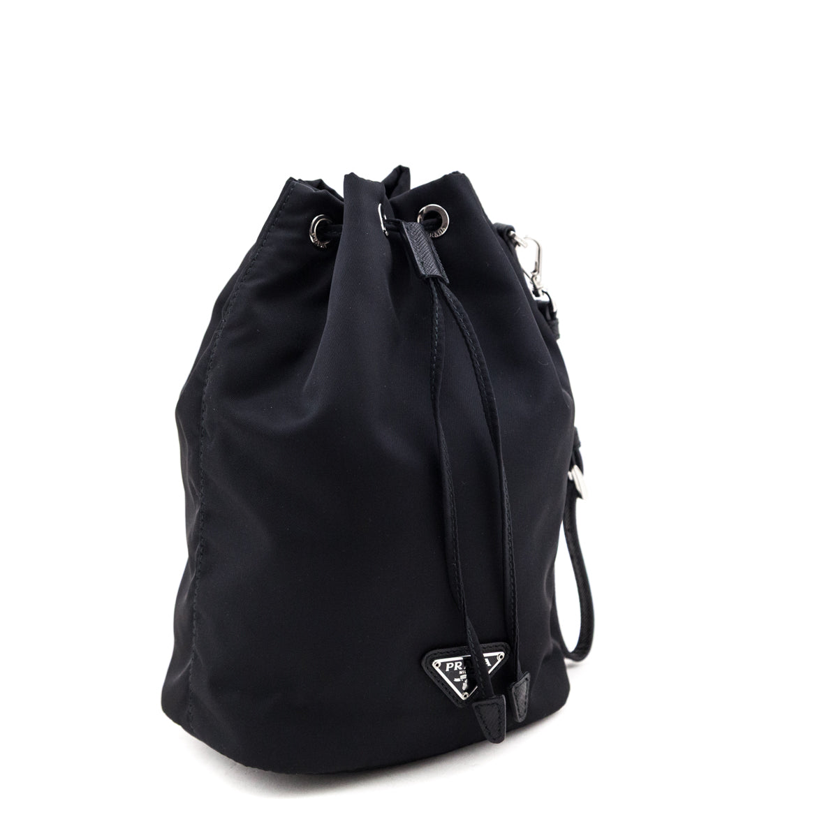 Prada Black Re-Nylon Vela Drawstring Wristlet Pouch