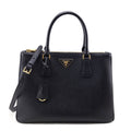 Prada Black Saffiano Medium Galleria Double Zip Tote