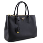 Prada Black Saffiano Medium Galleria Double Zip Tote