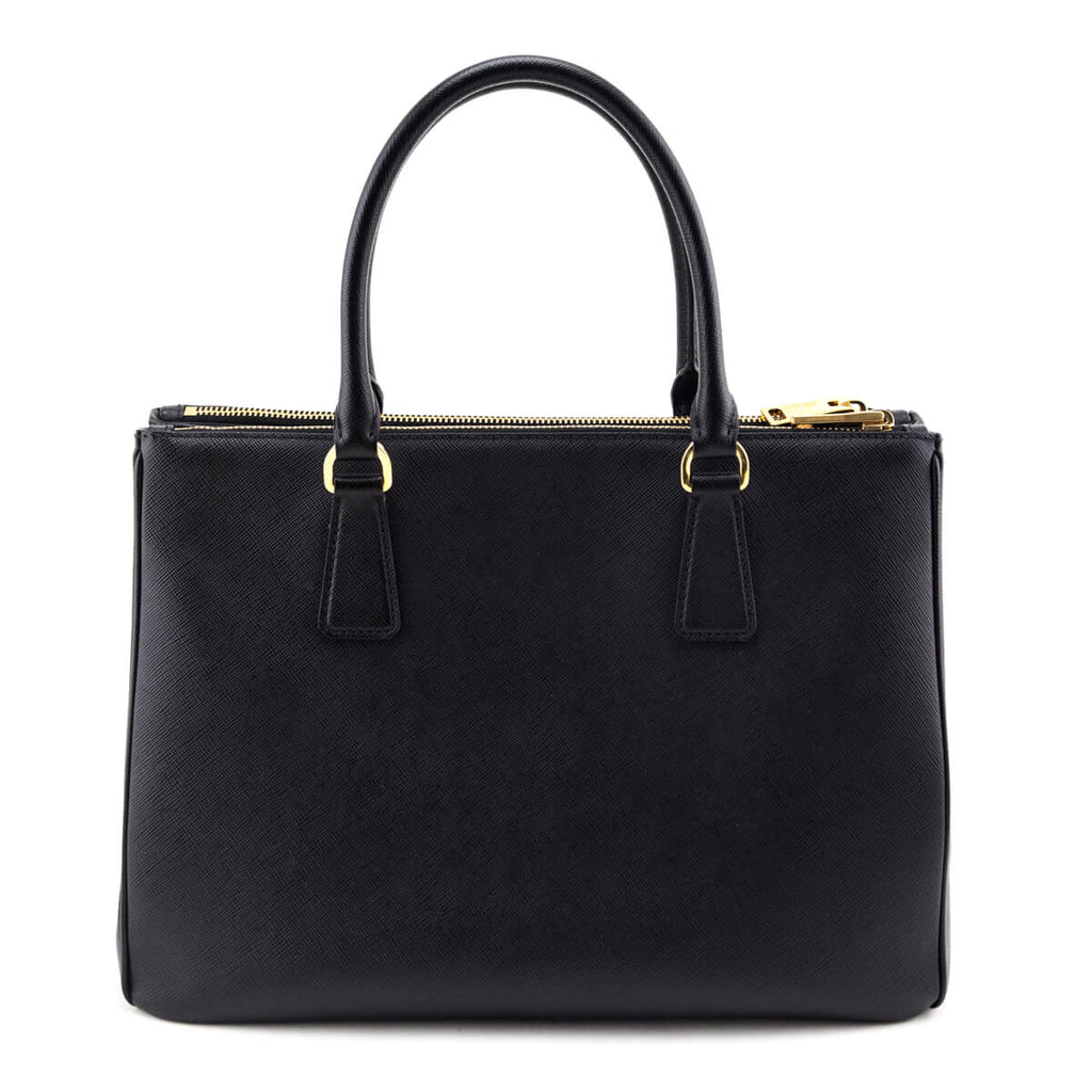 Prada Black Saffiano Medium Galleria Double Zip Tote
