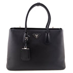 Prada Black Saffiano Turnlock Twin Tote
