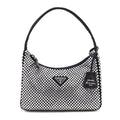 Prada Black Satin & Crystal Mini Re-Edition 2000 Bag