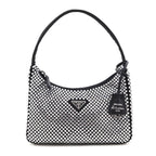 Prada Black Satin & Crystal Mini Re-Edition 2000 Bag