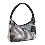 Prada Black Satin & Crystal Mini Re-Edition 2000 Bag