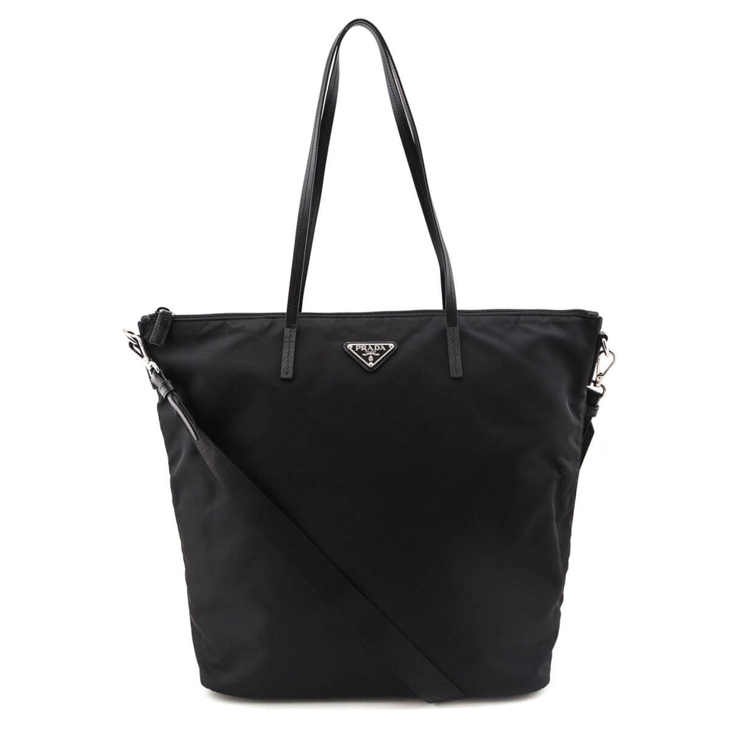 Prada Black Tessuto Convertible Shopping Zip Tote