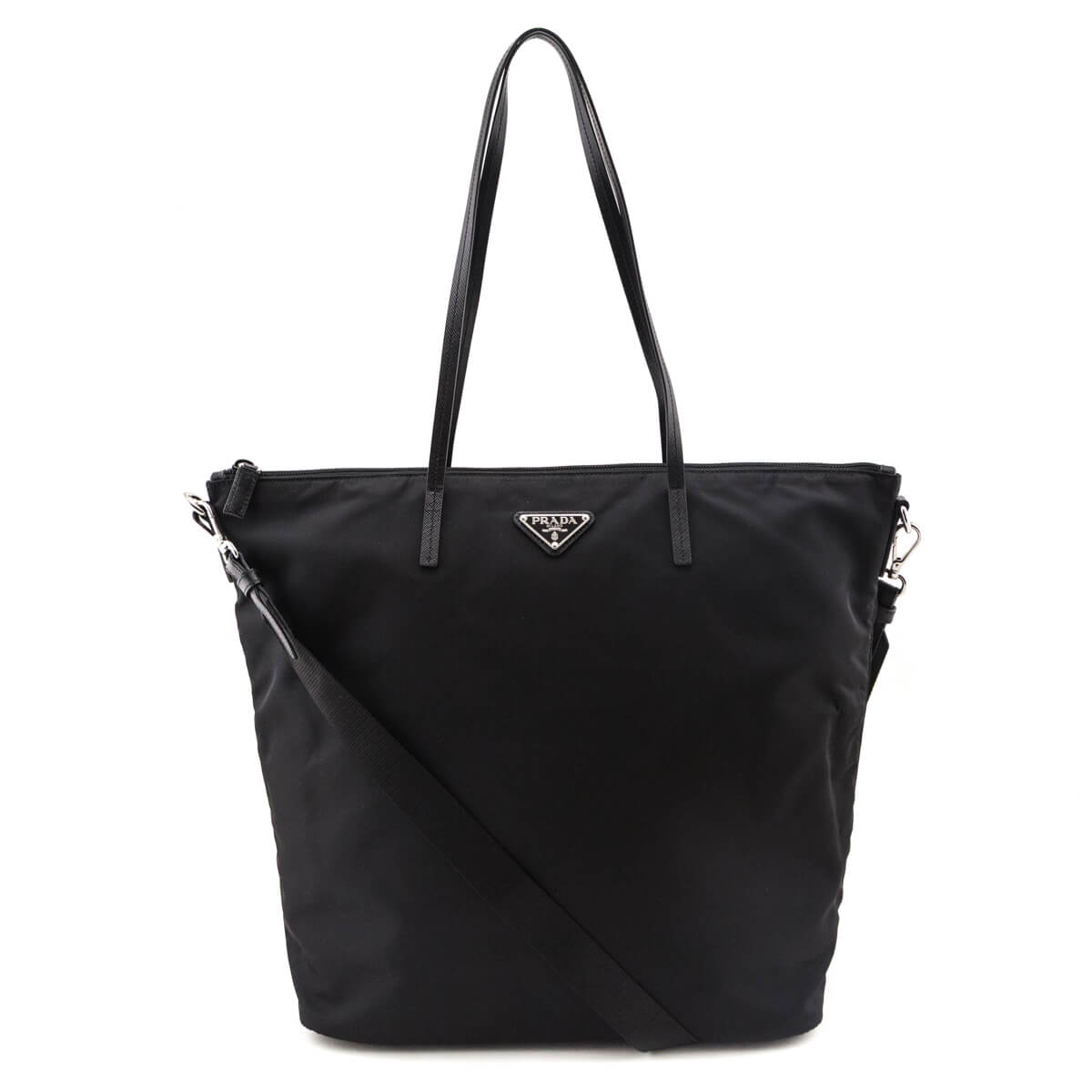 Prada Black Tessuto Convertible Shopping Zip Tote