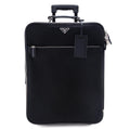 Prada Black Tessuto Nylon Saffiano Trolley Rolling Suitcase Luggage