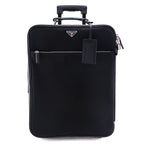 Prada Black Tessuto Nylon Saffiano Trolley Rolling Suitcase Luggage