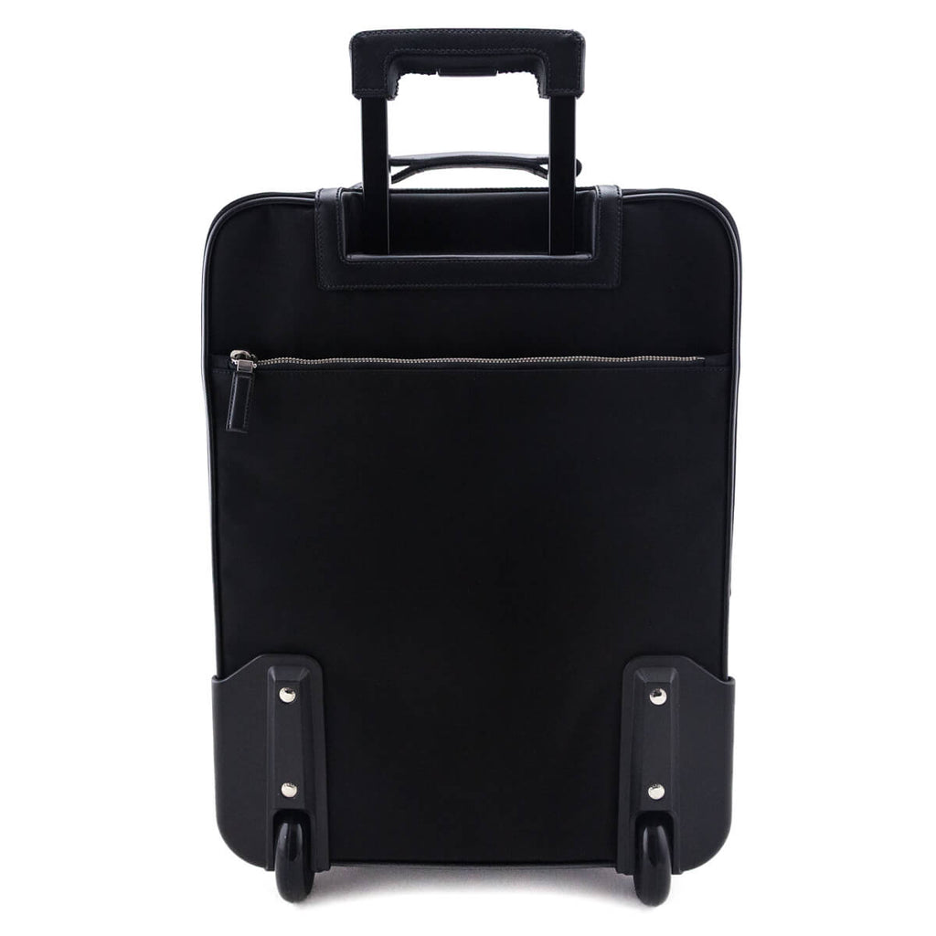 Prada Black Tessuto Nylon Saffiano Trolley Rolling Suitcase Luggage