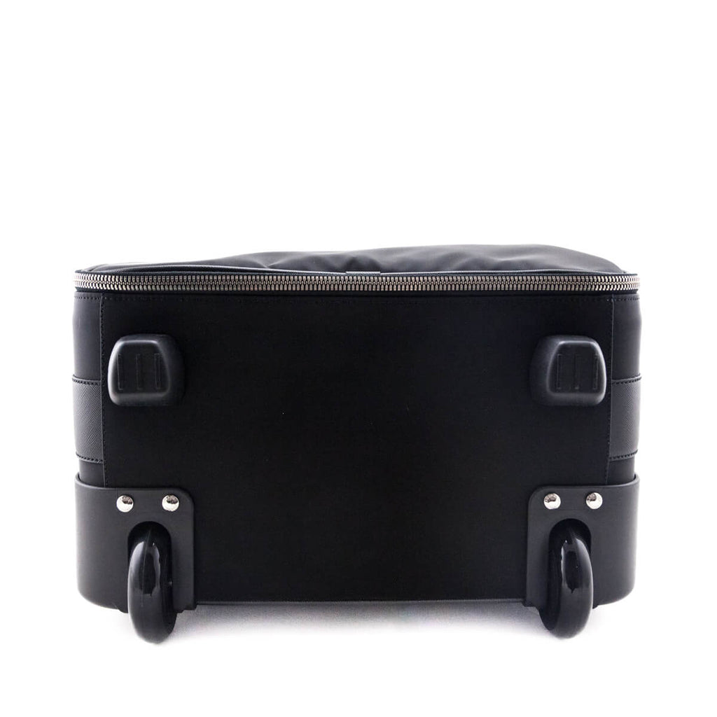 Prada Black Tessuto Nylon Saffiano Trolley Rolling Suitcase Luggage