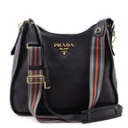 Prada Black Vitello Daino Hobo