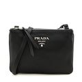 Prada Black Vitello Phenix Double Zip Crossbody Bag