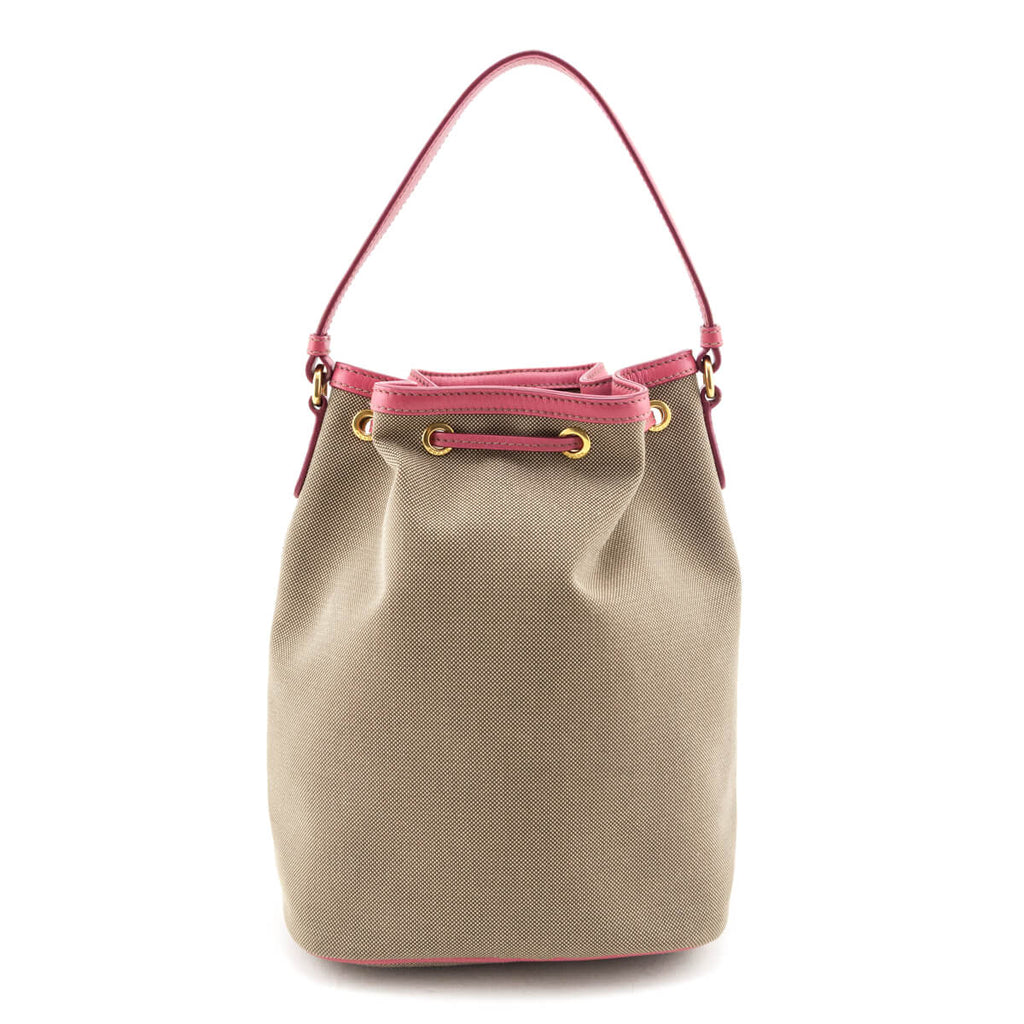Prada Brown Jacquard Logo Mini Bucket Crossbody Bag