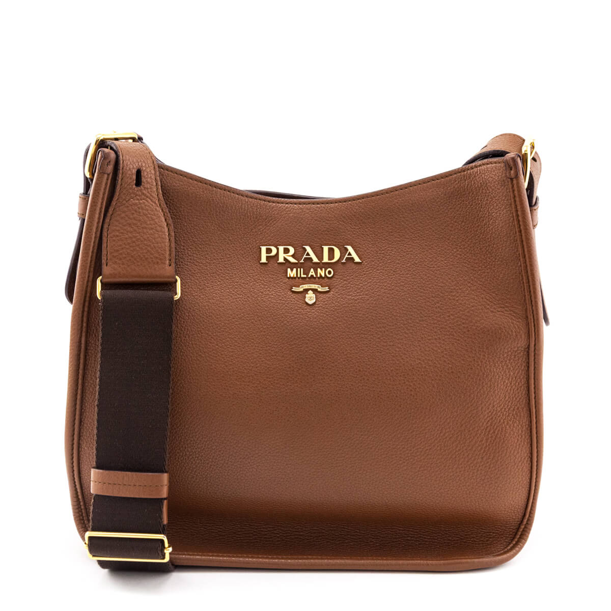 Prada Caramel Vitello Daino Soft Hobo Bag