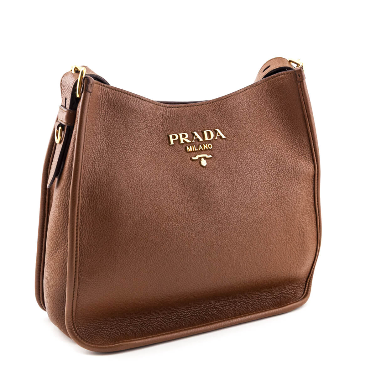 Prada Caramel Vitello Daino Soft Hobo Bag