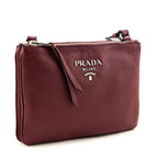 Prada Cerise Vitello Phenix Double Zip Crossbody Bag
