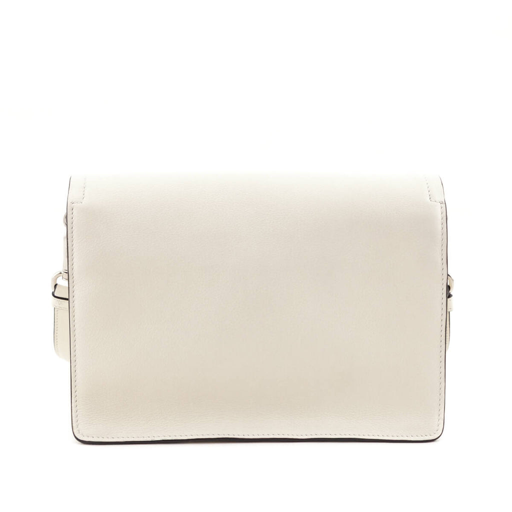 Prada White Glace Calf Logo Full Flap Crossbody Bag