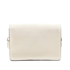 Prada White Glace Calf Logo Full Flap Crossbody Bag