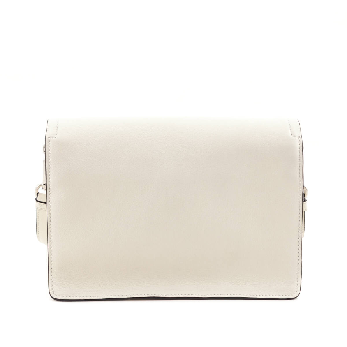 Prada White Glace Calf Logo Full Flap Crossbody Bag