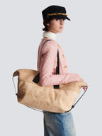 Brown Track Raffia Tote Bag
