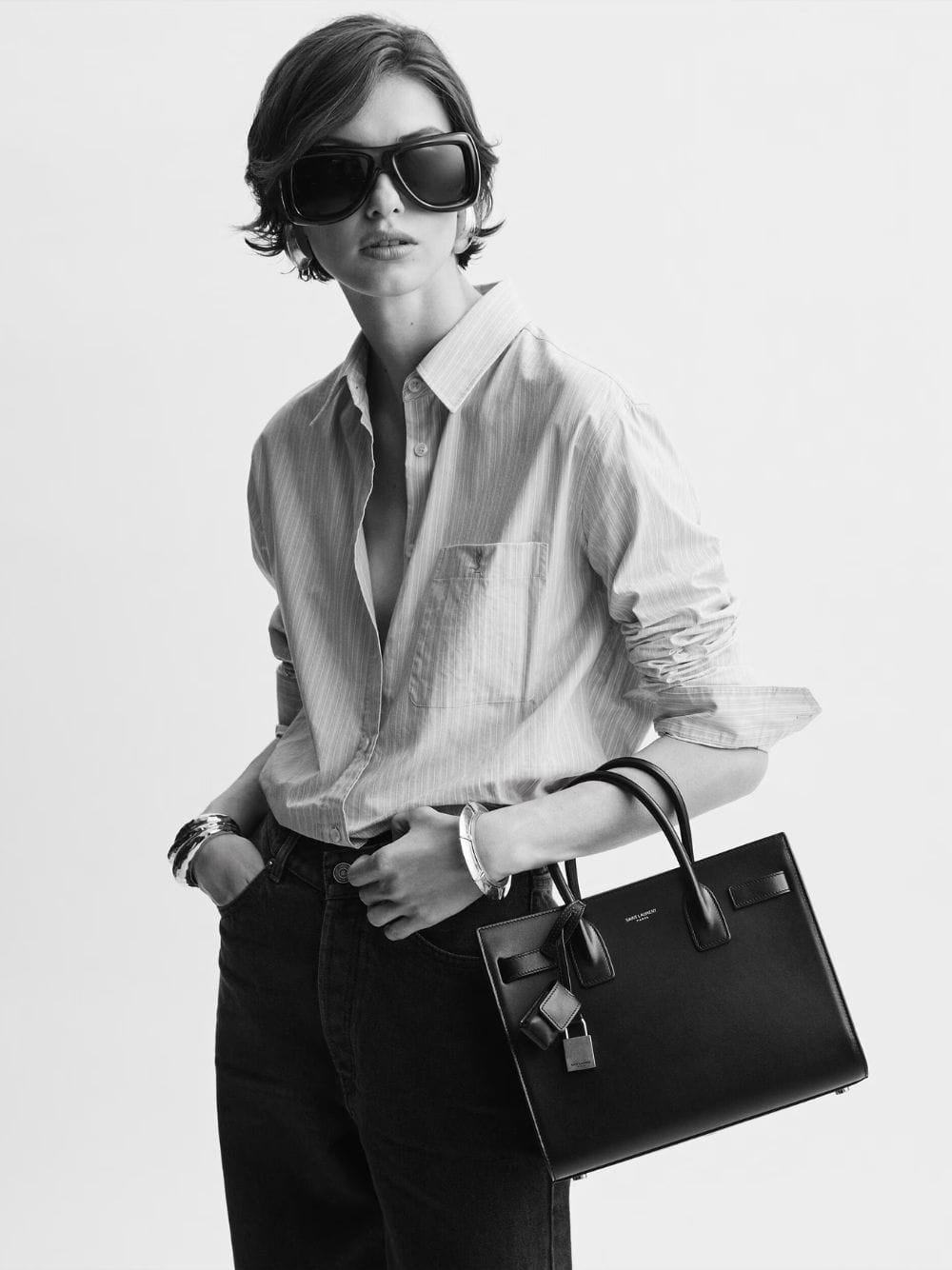 Sac de Jour Baby in Smooth Leather in Dark Beige