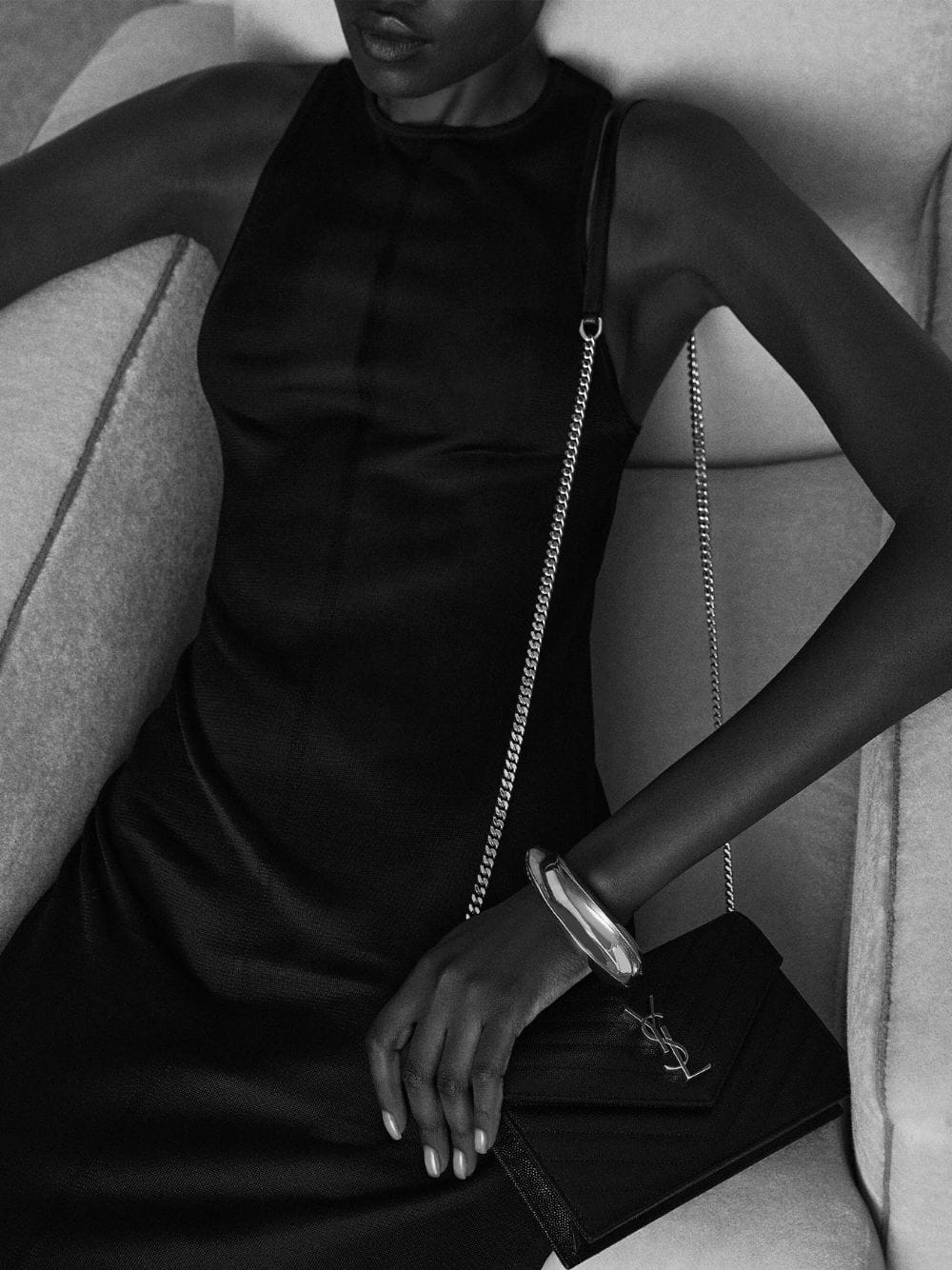 Black Cassandre Envelope Chain Wallet