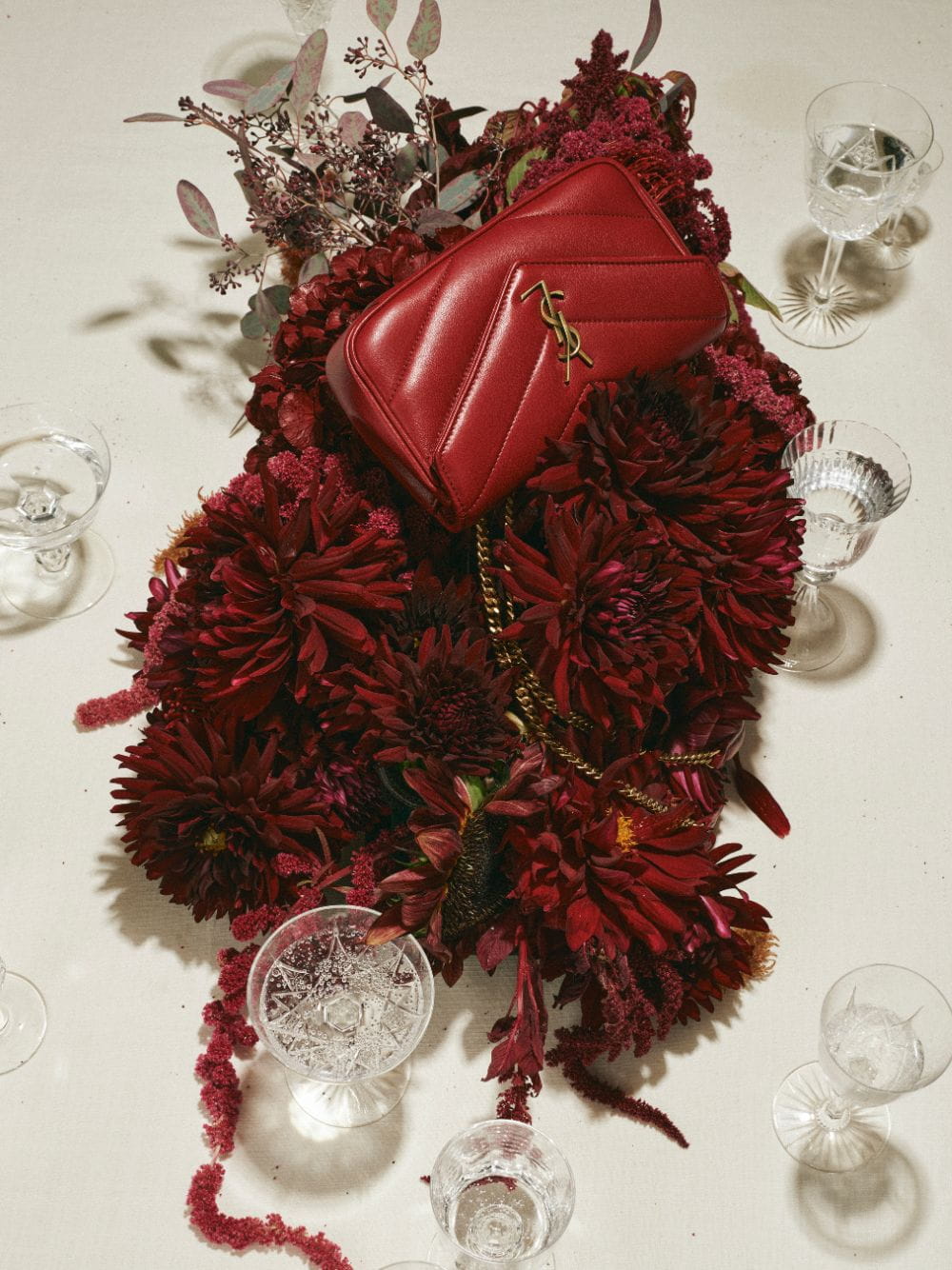 Deep Red Loulou Mini in Lambskin