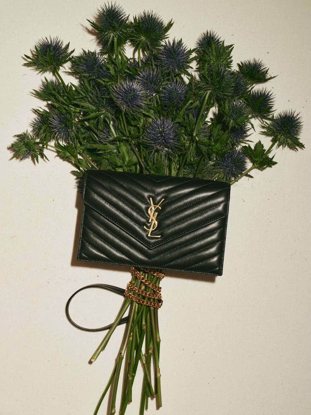 Black Cassandre Envelope Chain Wallet