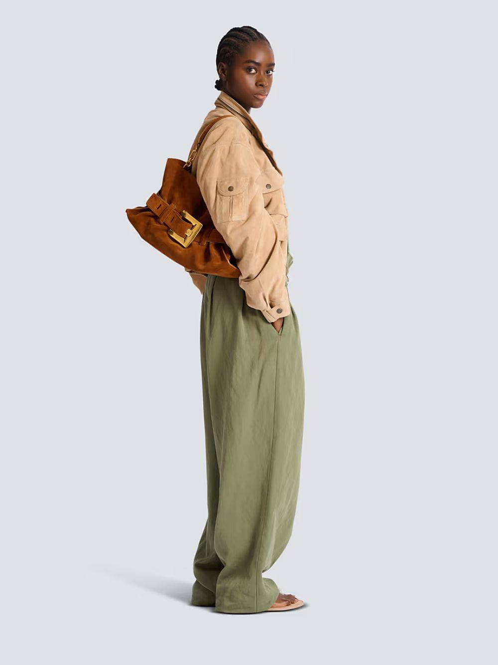 Brown Anthem Medium Suede Leather Bag