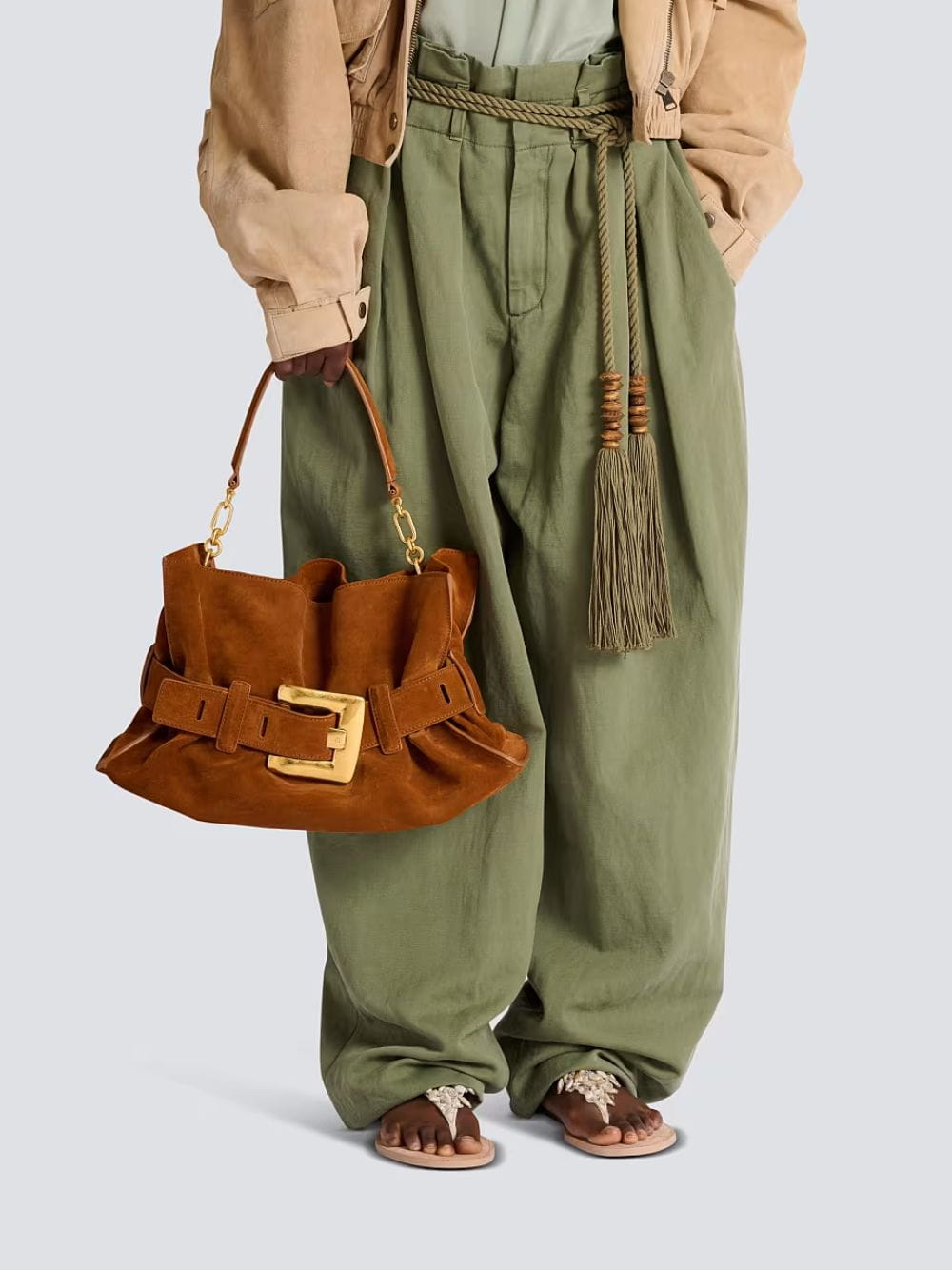 Brown Anthem Medium Suede Leather Bag