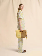 Yellow and Brown Paper Raffia Seaside Bag