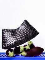 Comporta Black Woven Leather Clutch