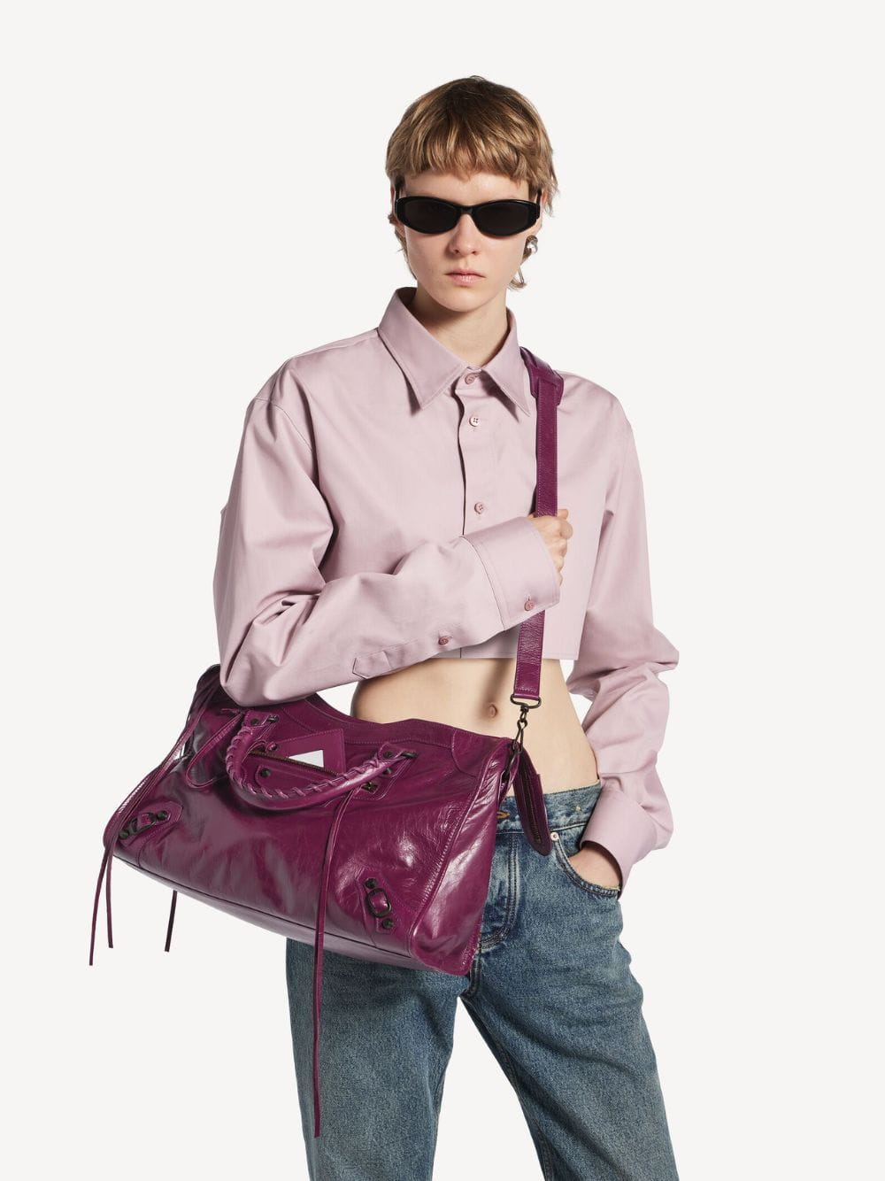 Plum Le City Medium Leather Bag
