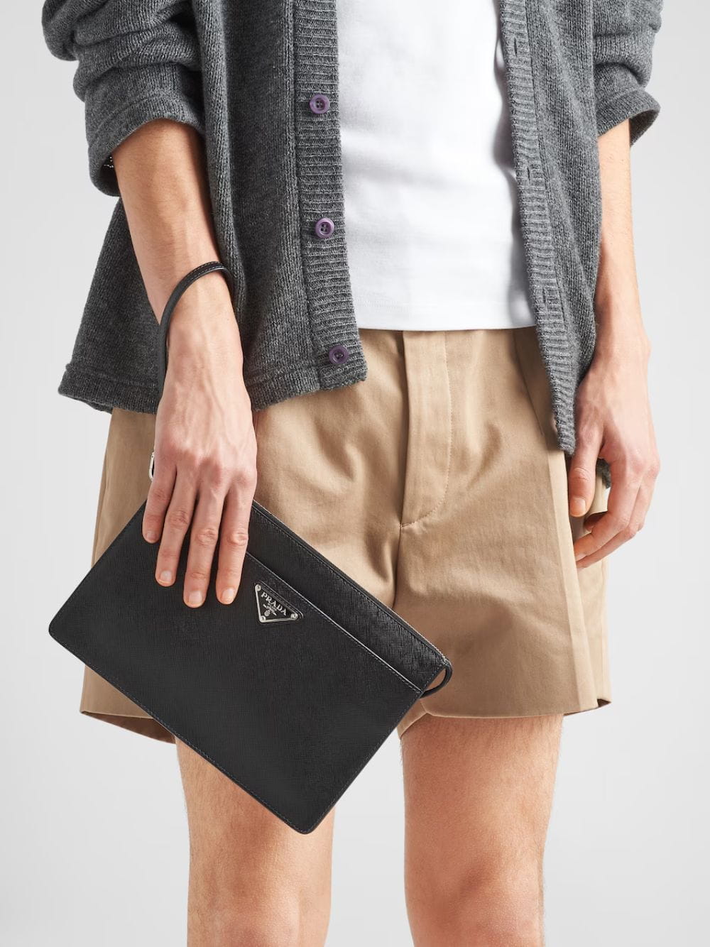 Black Saffiano Leather Pouch