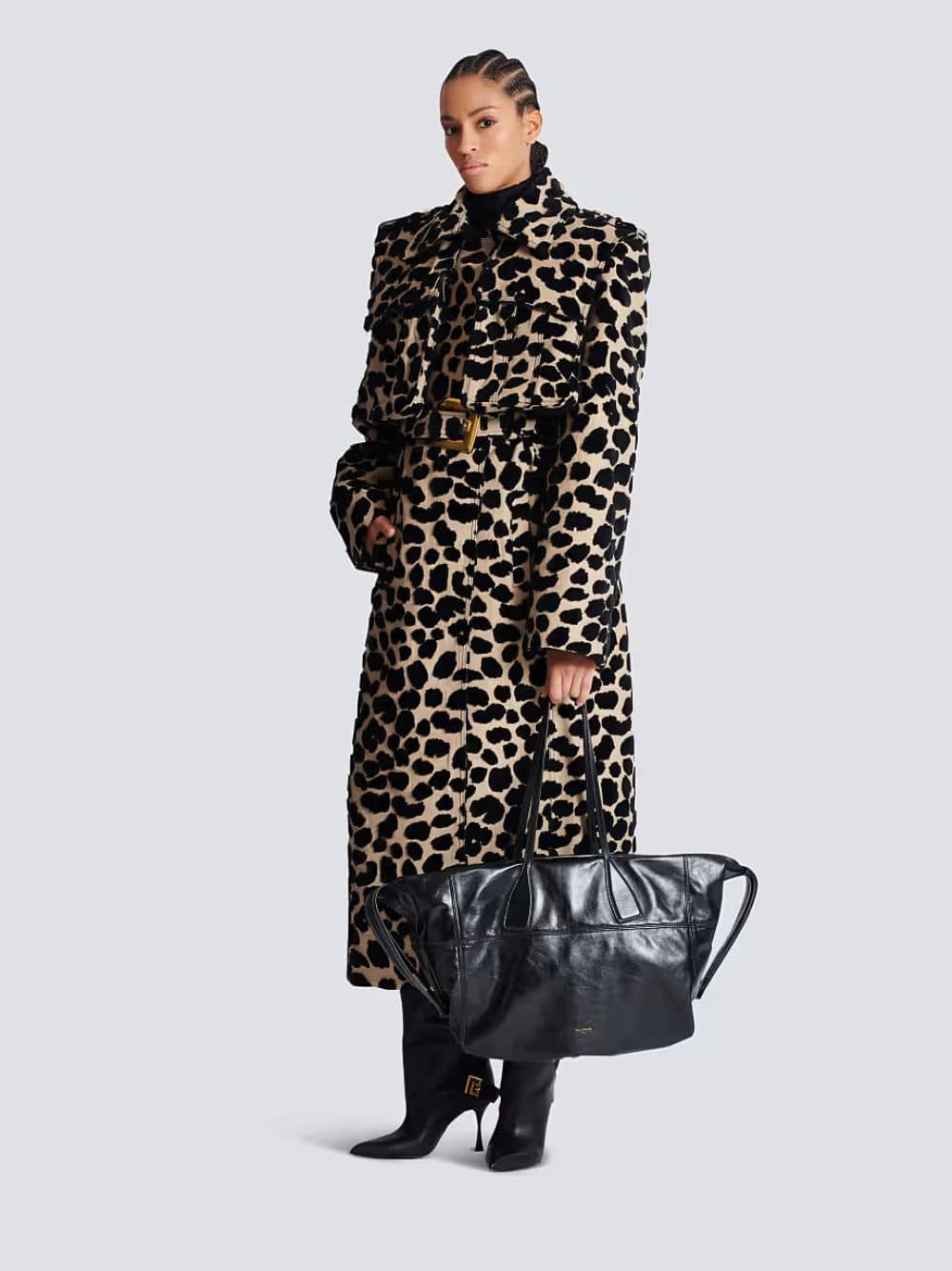 Black Track Shiny Leather Tote Bag