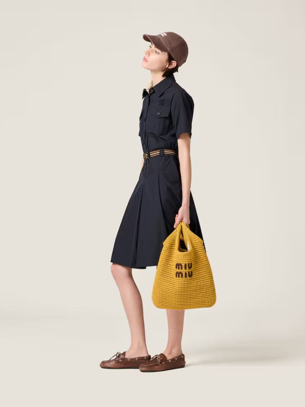 Ivy Raffia-Effect Woven Tote Bag in Ocre