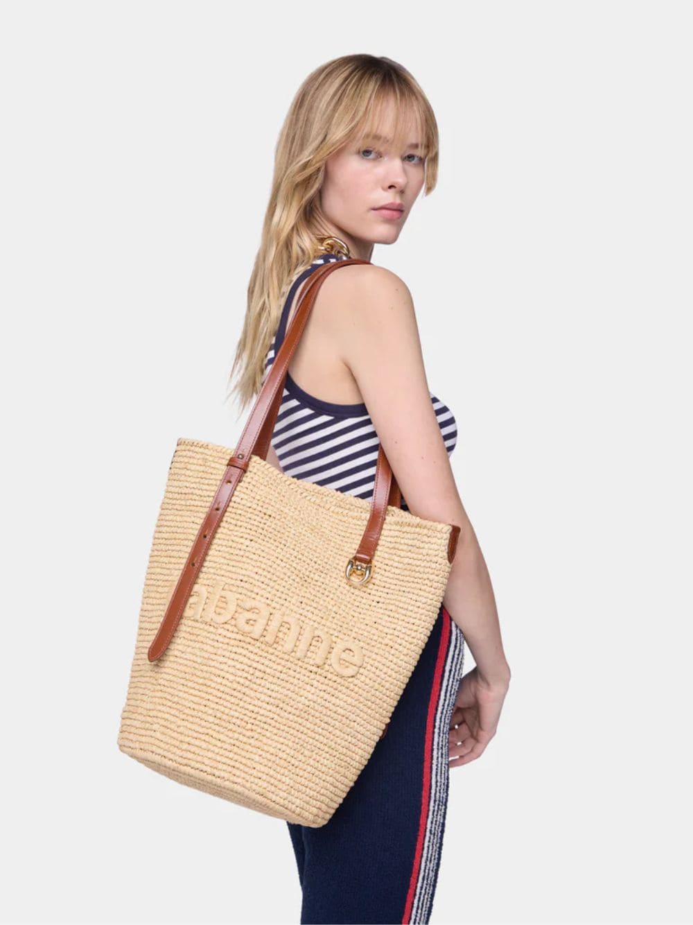 Natural Raffia Tote Bag with Charms