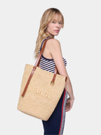 Natural Raffia Tote Bag with Charms
