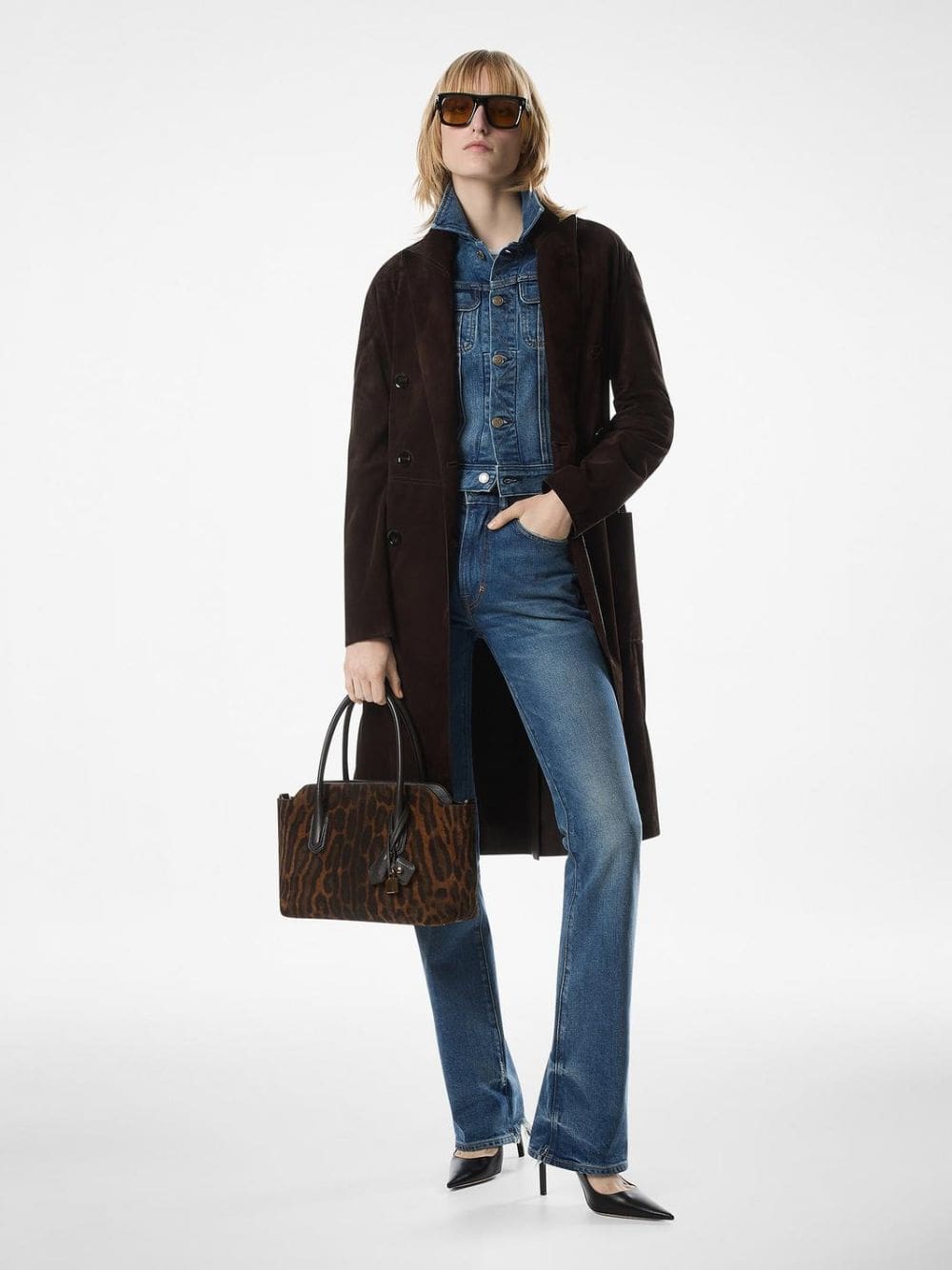 Whisky Brown Ocelot-Print Suede Bag