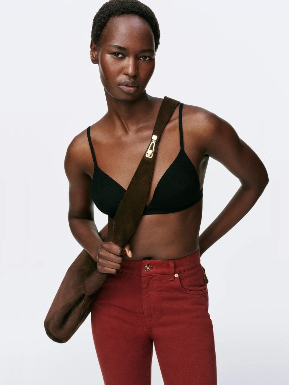 Small Dark Brown Suede Hobo Bag