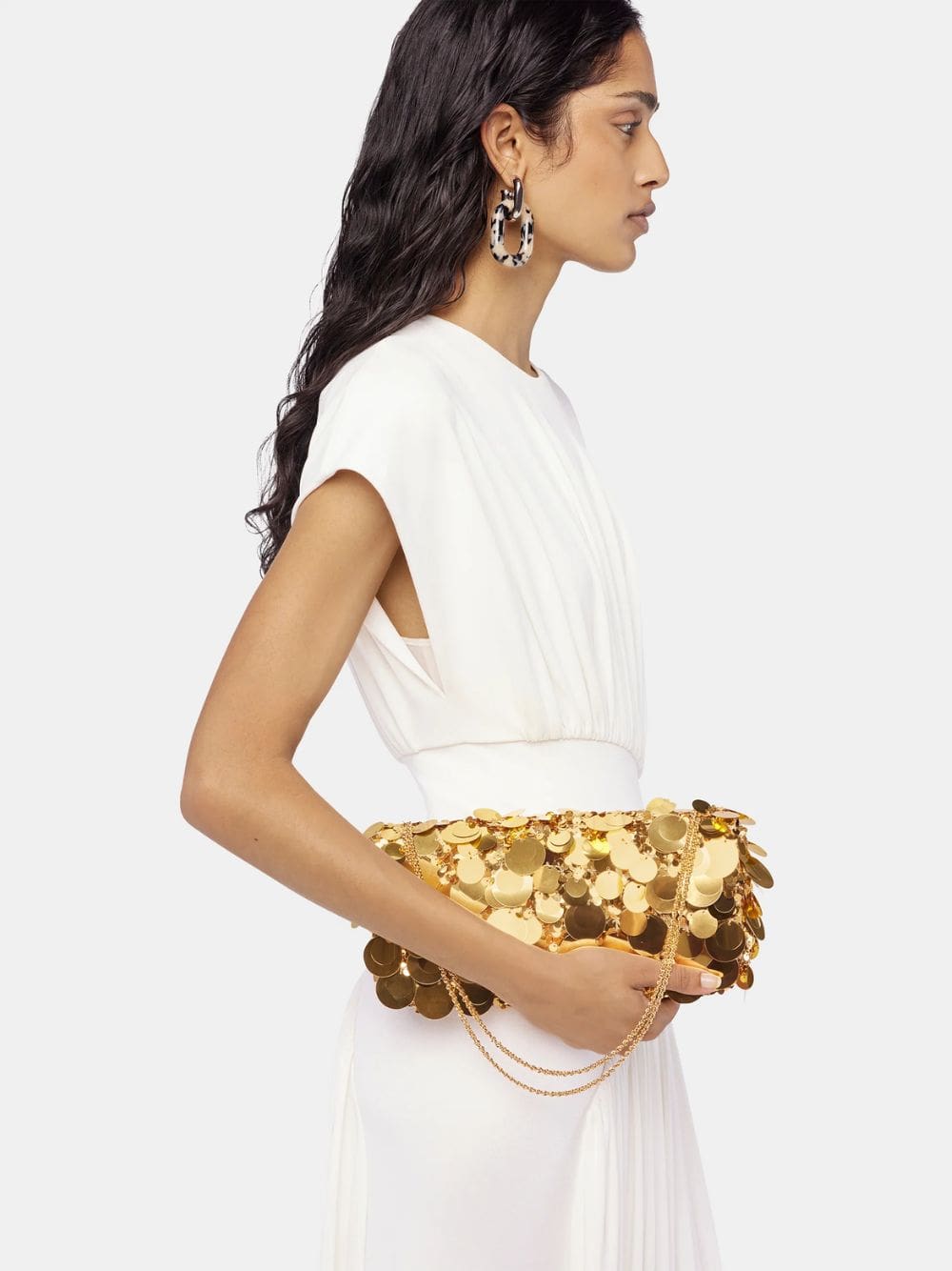 Gold Sparkle Sequin Baguette Bag