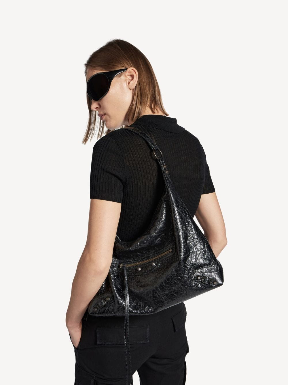 Le City Medium Hobo Bag in Black Lambskin