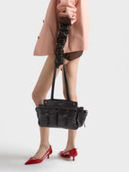 Black Route Medium Leather Tote Bag