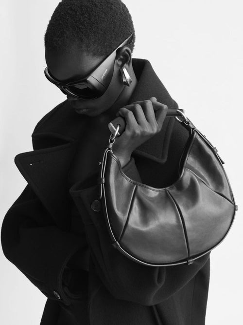 Black Mombasa Small Leather Hobo Bag